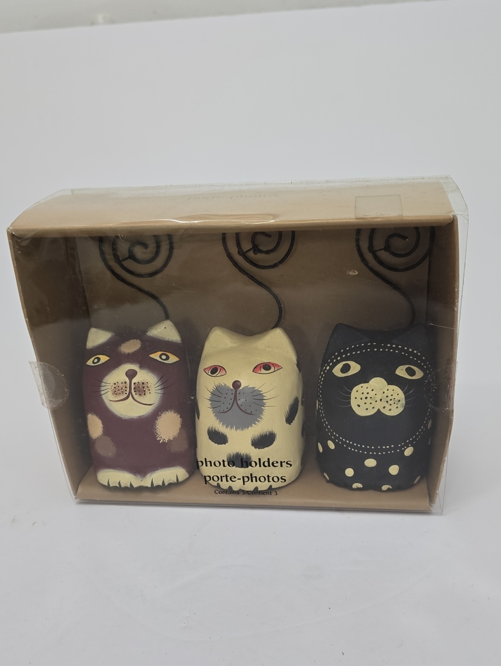 Vintage Pier 1 Imports New Open Box 3 Kitty Cat Photo Holders